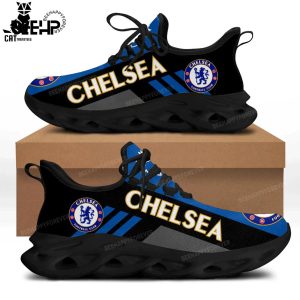 Chelsea Football Club Black Blue Trim Design Max Soul Shoes