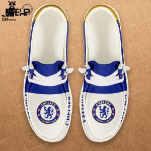 Chelsea Football Club White Blue Trim Design Hey Dude Shoes