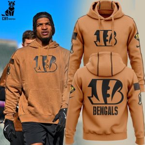 Cincinnati Bengals NFL Salute To Service Veteran Brown Design 3D Hoodie