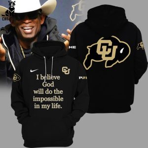 Colorado Buffaloes I Believe God Will Do The Impossible in My Life Nike Logo Black 3D Hoodie