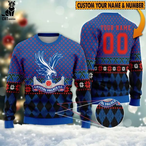 Crystal Palace FC Christmas Blue Design 3D Sweater