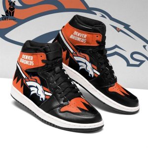 Denver Broncos NFL Black Orange Design Air Jordan 1 High Top