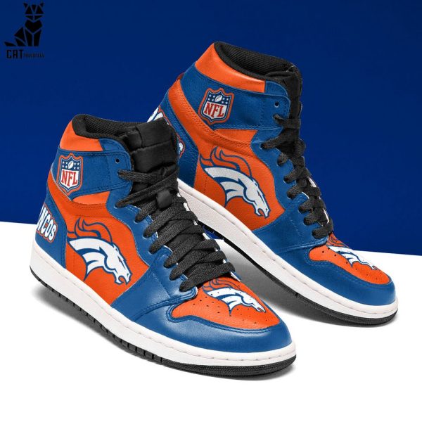 Denver Broncos NFL Blue Orange Design Air Jordan 1 High Top
