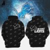 Detroit Lions 2023 NFL Crucial Catch NFL Black Logo Design 3D Hoodie