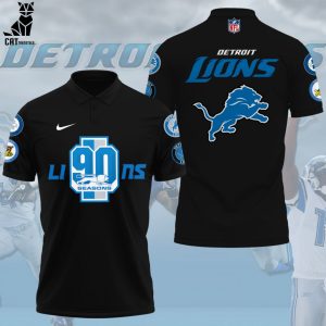 Detroit Lions 90th NFL Nike Logo Black 3D Polo Shirt