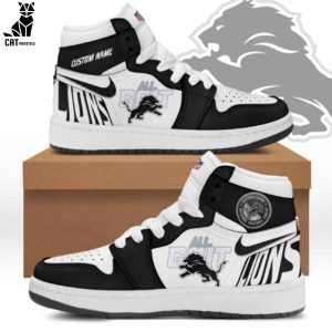 Detroit Lions Black White Nike Logo Design Air Jordan 1 High Top
