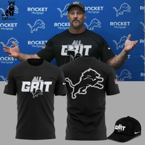 Detroit Lions Football Grit Nike Logo NFL Black Design 3D T-Shirt