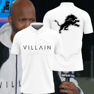 Detroit Lions Villain Mascot White Design 3D Polo Shirt