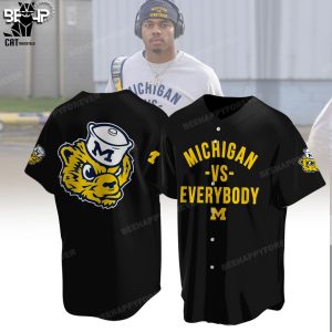 Free Habaugh Michigan Mascot Black Design Baseball Jersey