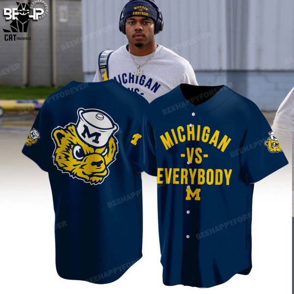 Free Habaugh Michigan Mascot Blue Design Baseball Jersey