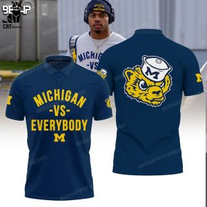 Free Habaugh Michigan Mascot Blue Design 3D Polo Shirt
