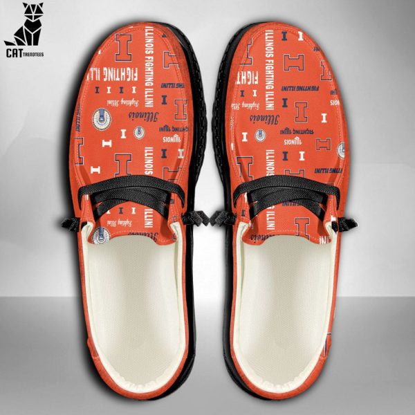 HOT NCAA Illinois Fighting Illini Custom Name Hey Dude Shoes POD Design