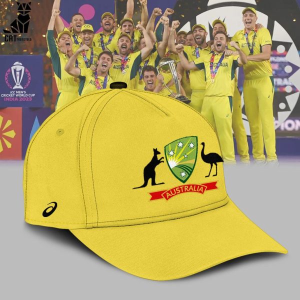 ICC  Men’s Cricket Team World Cup 2023 Australian Mascot Yellow Design 3D Polo Shirt