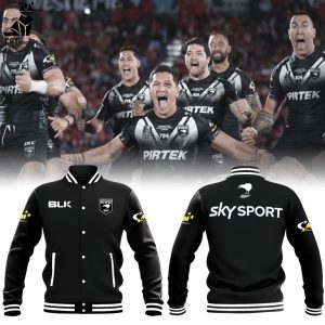 Kiwis NZRL New Zealand National Rugby League Sky Sport Logo Black Design Baseball Jacket