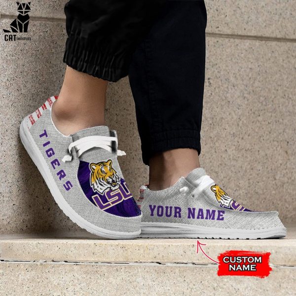 LIMITED NCAA LSU Tigers Custom Name Hey Dude Shoes