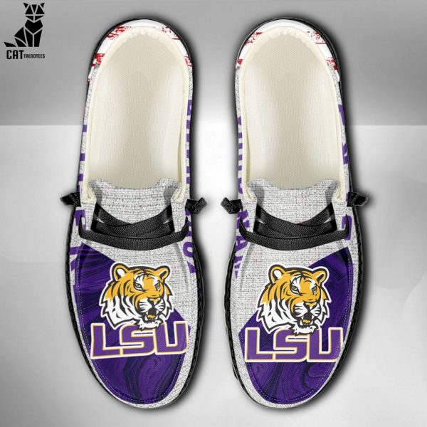 LIMITED NCAA LSU Tigers Custom Name Hey Dude Shoes