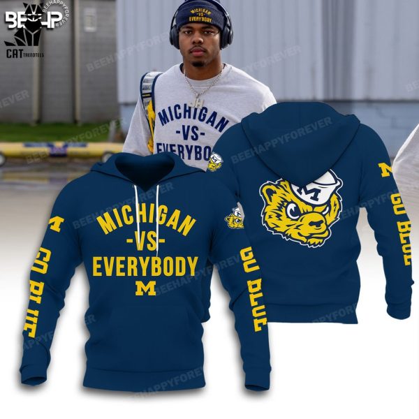 Michigan Vs Everybody Mascot Black Design Hoodie Longpant Cap Set