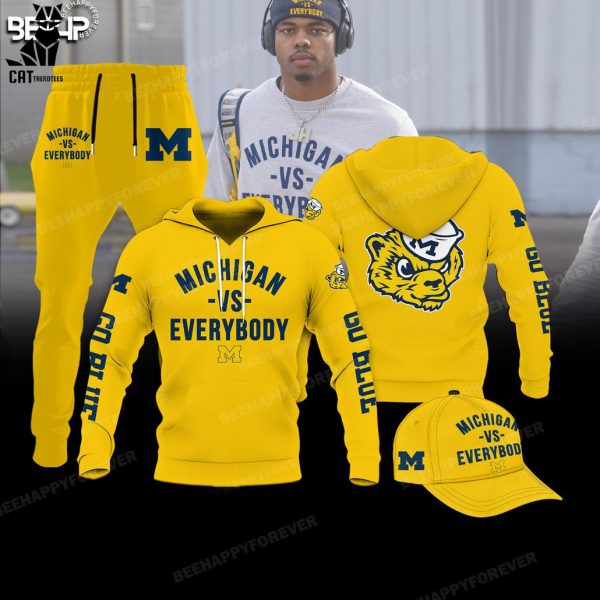 Michigan Vs Everybody Mascot Black Design Hoodie Longpant Cap Set