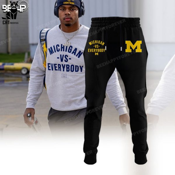 Michigan Vs Everybody Mascot Black Design Hoodie Longpant Cap Set