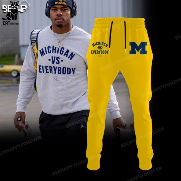 Michigan VS Everybody Mascot Go Yellow Design 3D Hoodie Longpant Cap Set