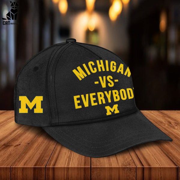 Michigan VS Everybody Mascot Go Black Design 3D Hoodie Longpant Cap Set