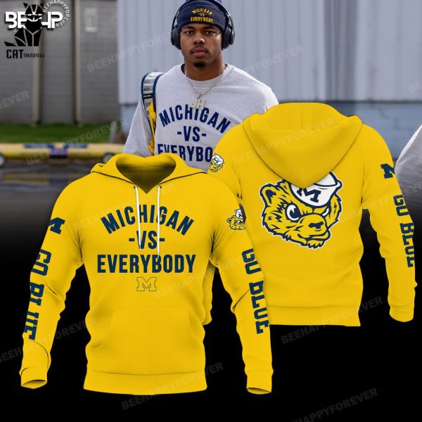 Michigan Vs Everybody Mascot Logo Yellow Design 3D Hoodie