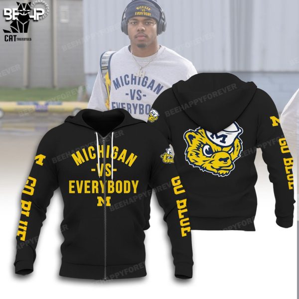 Michigan Vs Everybody Mascot Design Black 3D Hoodie