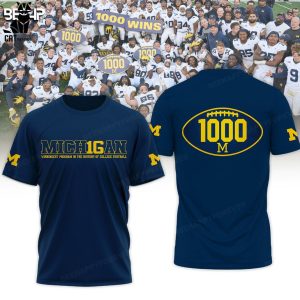 Michigan Wolverines Champion Football Logo Blue Design 3D T-Shirt