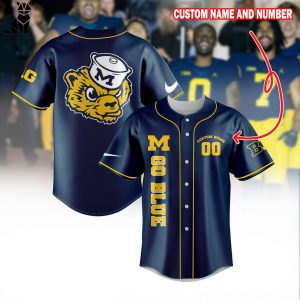 Michigan Wolverines Custom Name Blue Design Baseball Jersey