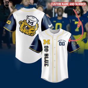 Michigan Wolverines Custom Name White Design Baseball Jersey