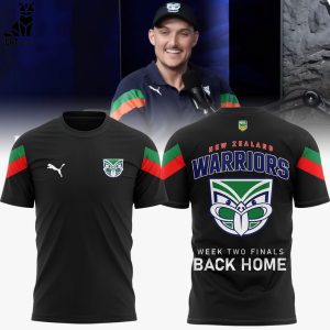 New Zealand Warriors Week Two Finals Back Home Black Design 3D T-Shirt
