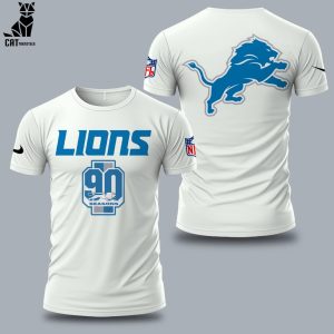 NFL Detroit Lions 90th White Seasons Design 3D T-Shirt