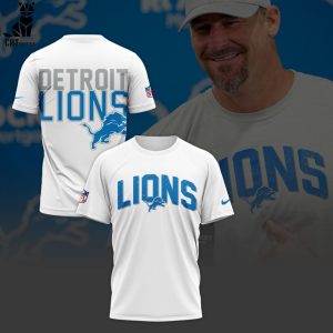 NFL Detroit Lions NFL Nike Logo White Design 3D T-Shirt