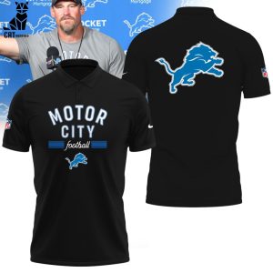 NFL Motor City Football Black Design 3D Polo Shirt