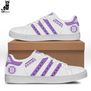 NHL Boston Bruins Hockey Fights Cancer Nike Logo Purple White Design Stan Smith