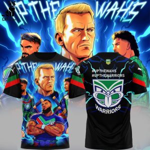 NRL Up The Wahs Warriors Black Portrait Logo Design 3D T-Shirt
