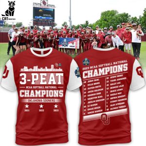 Oklahoma Sooners 2023 NCAA 3-Peat Champions Red Design 3D Hoodie