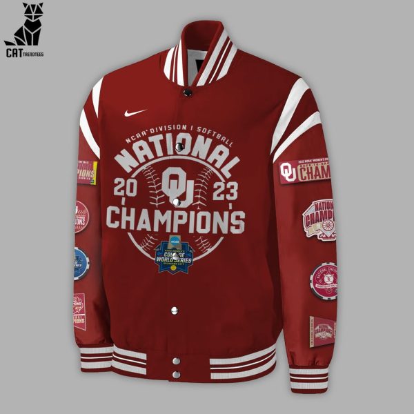 Oklahoma Sooners 2023 NCAA Softball Women’s College World Series Champions Red Design Baseball Jacket