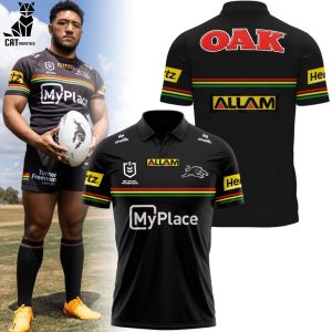 Penrith Panthers NRL My Place Black Design 3D Polo Shirt