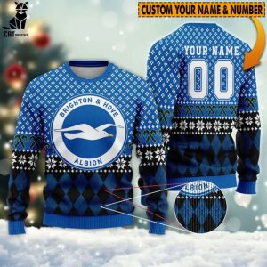 Personalized Brighton Hoce Albion Blue Logo Christmas Design 3D Sweater