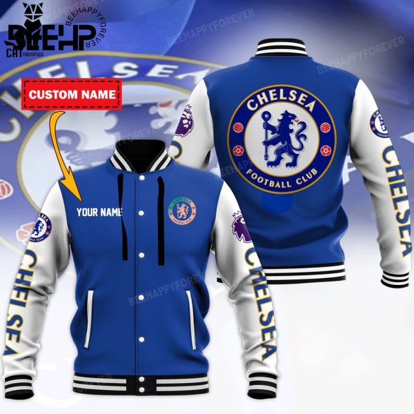 Personalized Chelsea Blue White Design Baseball Jacket