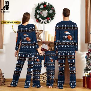 Personalized Denver Broncos Christmas And Sport Team Blue Design Pajamas Set Family