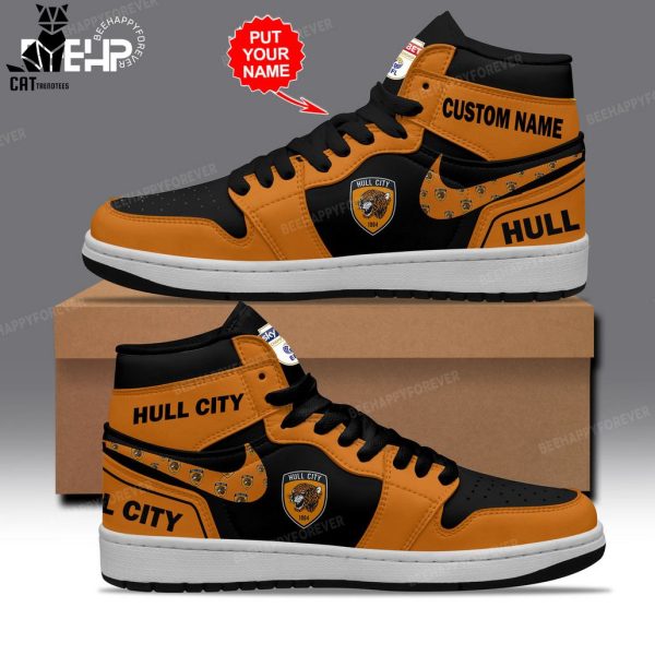 Personalized Hull City Nike Logo Orange Black Design Air Jordan 1 High Top