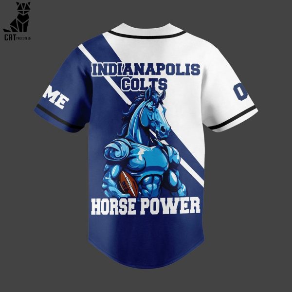 Personalized Indianapolis Colts Mascot White Blue Design Baseball Jersey