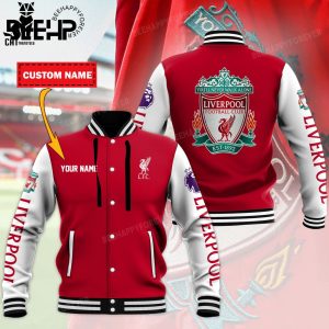 Personalized Liverpool Logo Red White Design Baseball Jacket