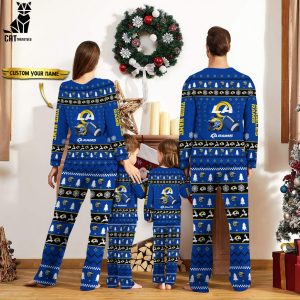 Personalized Los Angeles Rams Christmas And Sport Team Blue Logo Design Pajamas Set Family