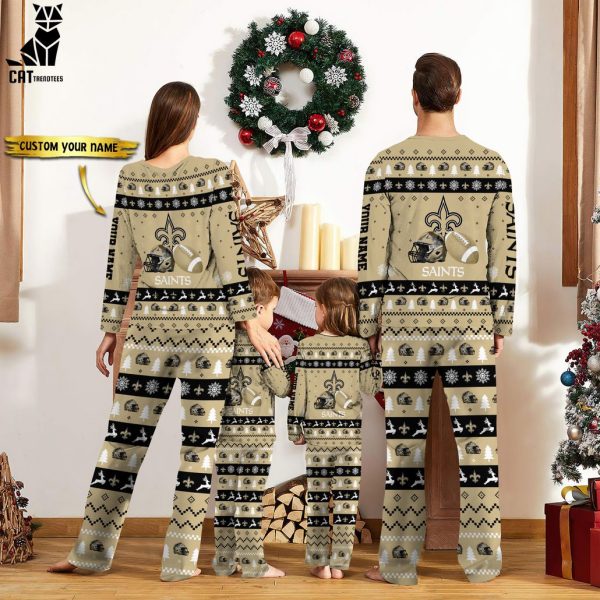 Personalized New Orleans Saints Christmas And Sport Team Logo Design Pajamas Set Family