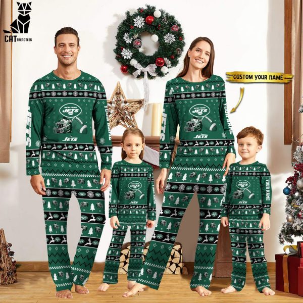 Personalized New York Jets Christmas And Sport Team Green Design Pajamas Set Family