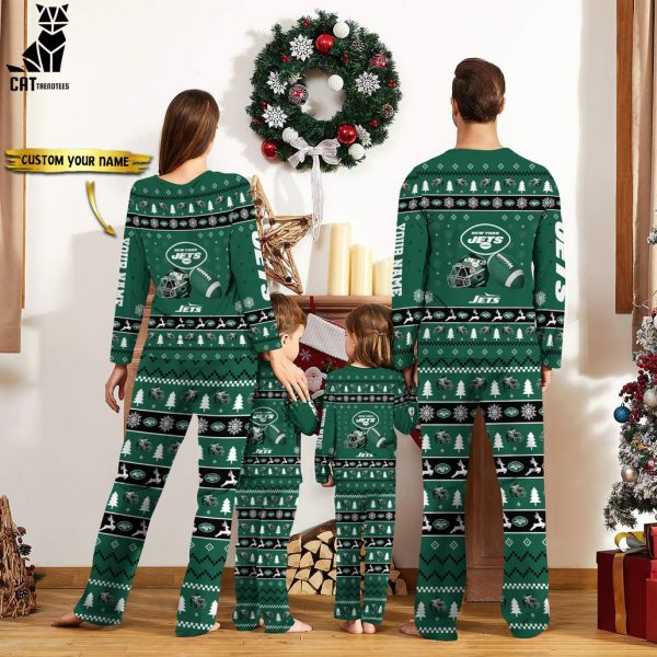 Personalized New York Jets Christmas And Sport Team Green Design Pajamas Set Family