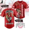 Personalized Oho State Buckeyes Skull Design Red White Baseball Jersey